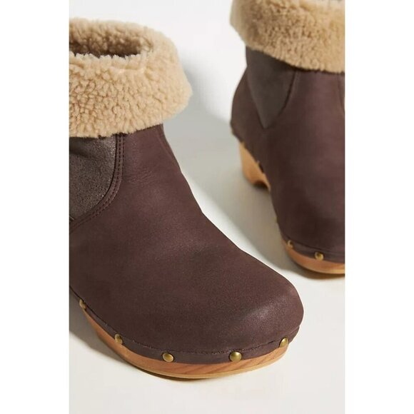 Penelope Chilvers Shoes - Penelope Chilvers Low Shearling Cuffed Clog Boots Leather Suede EU 36 US 6